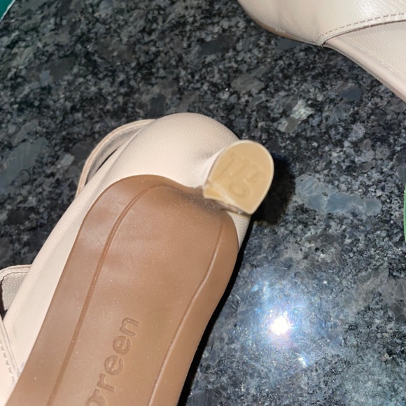 Paul Green Rio Heel Biscuit Leather Pointed Toe Kitten Slingback Beige Size 8.5 - Picture 5 of 8